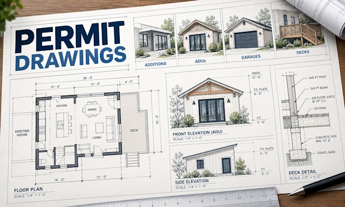 create permit drawings for home additions, adus, garages and decks