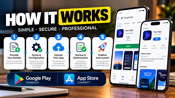 publish your android and ios app on google play and apple app store