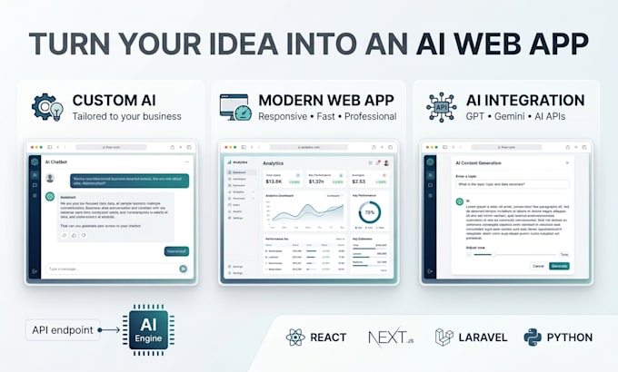 develop an ai website, ai web app, or custom ai solution