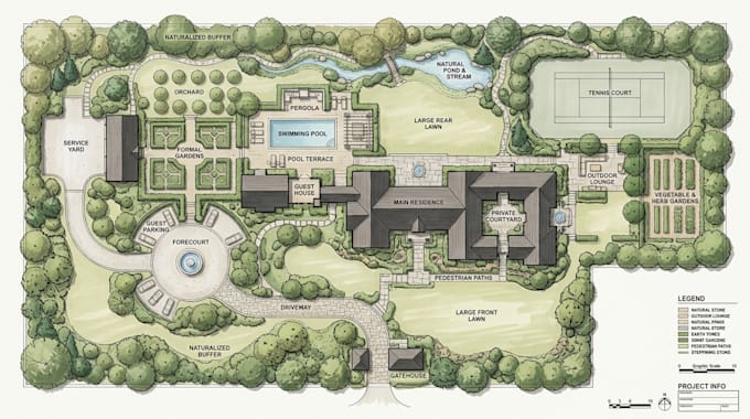 design landscape site plans, garden master plans, plot plans and property layout