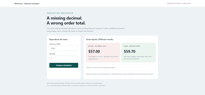 diagnose and fix a reproducible web app bug