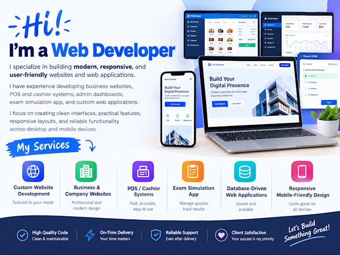 develop a modern responsive custom website and pos system