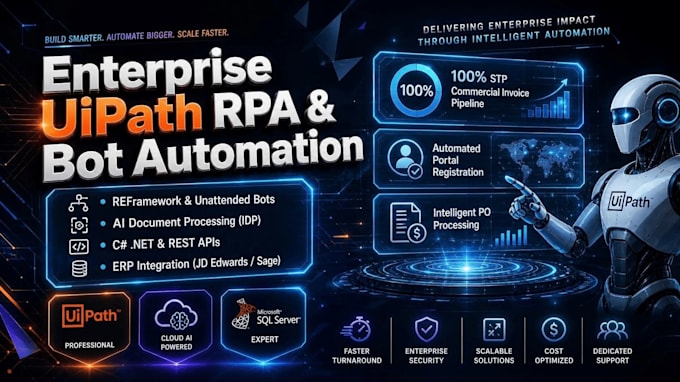 build enterprise uipath rpa bots and automated workflows and web scrapping