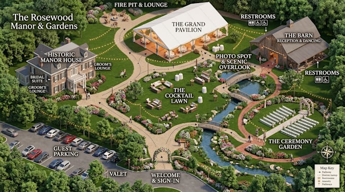 create event campus wayfinding map wedding direction map tourist guide map
