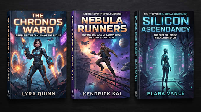 design a sci fi fantasy book cover design that sells