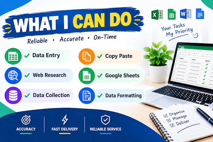 be your virtual assistant for data entry and web research