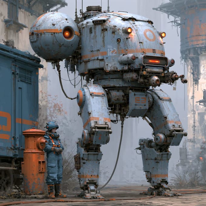 create an robot model, sci fi mech, industrial robot