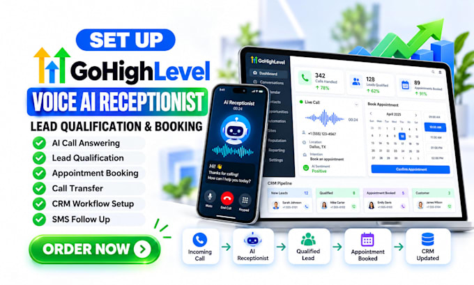 setup gohighlevel voice ai receptionist lead qualification and booking workflows