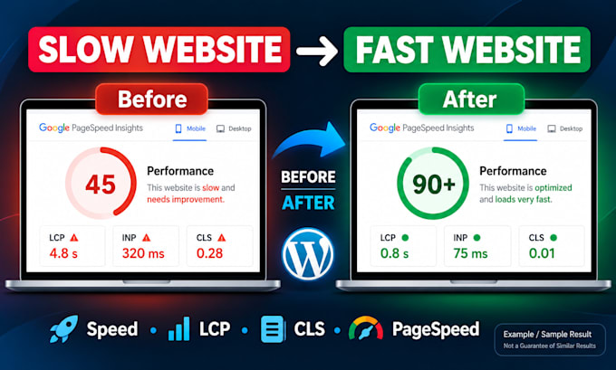 optimize wordpress speed, fix core web vitals, improve pagespeed, lcp and cls