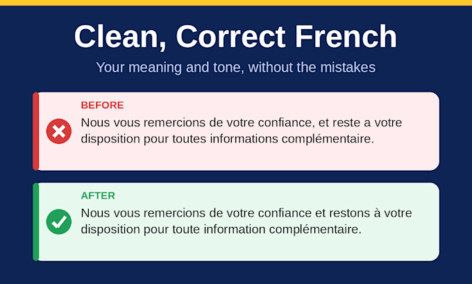 proofread and correct your french text, spelling and grammar