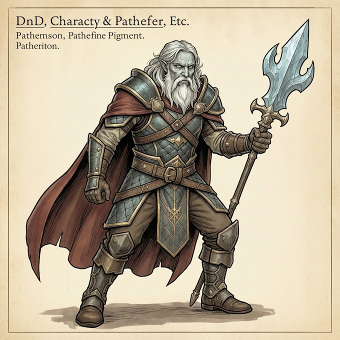 draw a fantasy character for dnd, pathfinder, etc