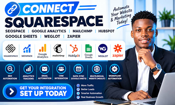 connect squarespace hubspot seospace google analytics mailchimp weglot zapier