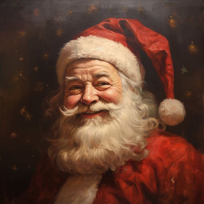illustrate a magical santa claus portrait