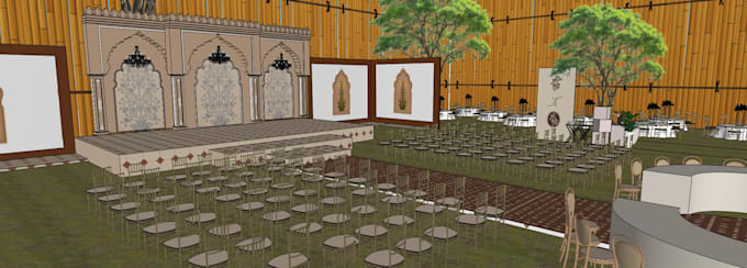 create a 3d event design and realistic visualization