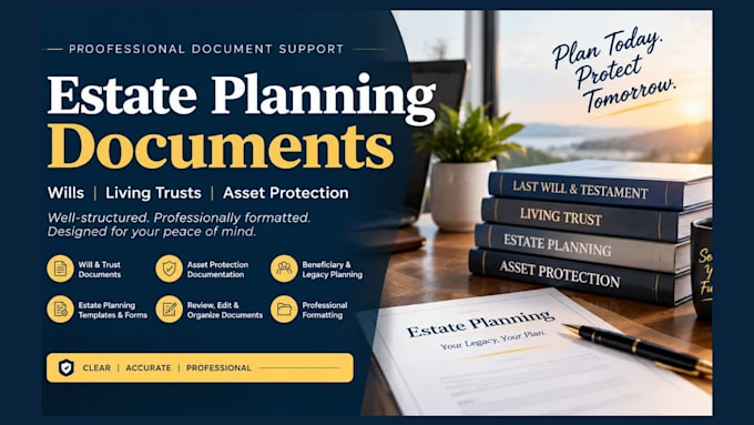 create and organize living trust, will and estate planning document