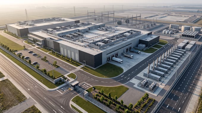create 3d data center, storage room, 3d substation, server facility renders