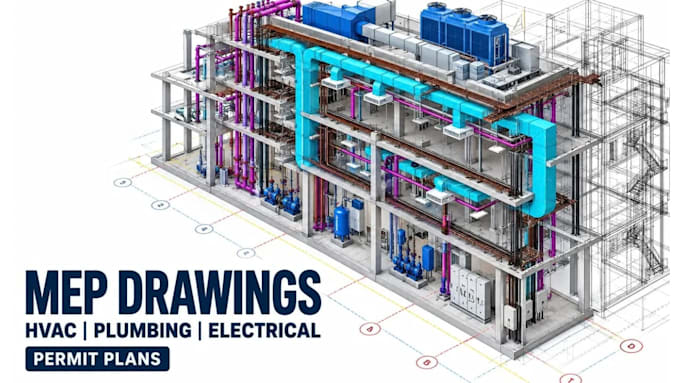 do mep drawing, hvac, plumbing design and electrical design for permit plans