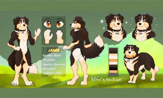 create custom fursona character sheets with expressions and full views