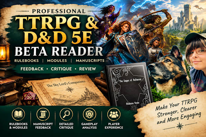 ttrpg beta reader dnd 5e rulebook module manuscript feedback critique review