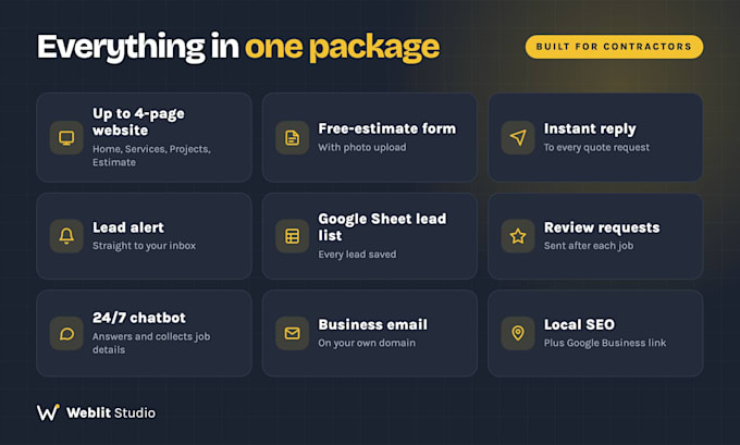 build a contractor website with lead automation, chatbot and email setup