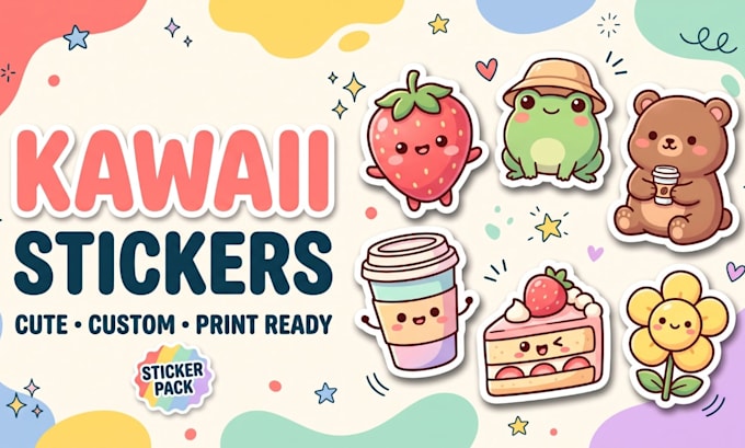 draw cute kawaii sticker illustrations for your brand
