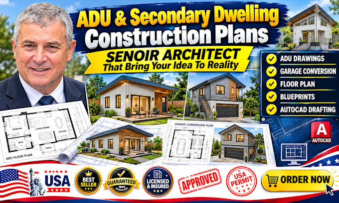 draw architectural adu construction blueprints and garage conversions
