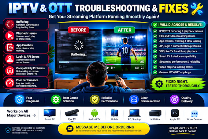 troubleshoot and fix iptv ott buffering, playback, streaming and app issues