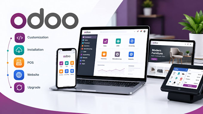 do odoo customization, installation, pos, website and upgrade