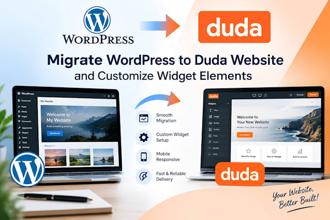 migrate wordpress to duda website and customize widget elements