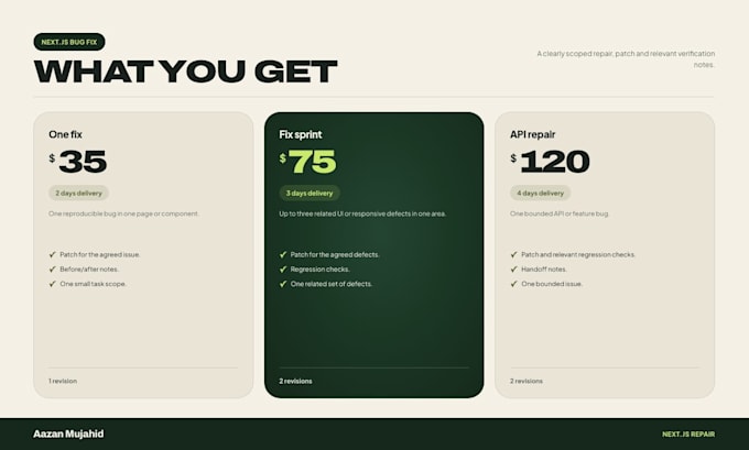 fix a next js bug or responsive UI issue