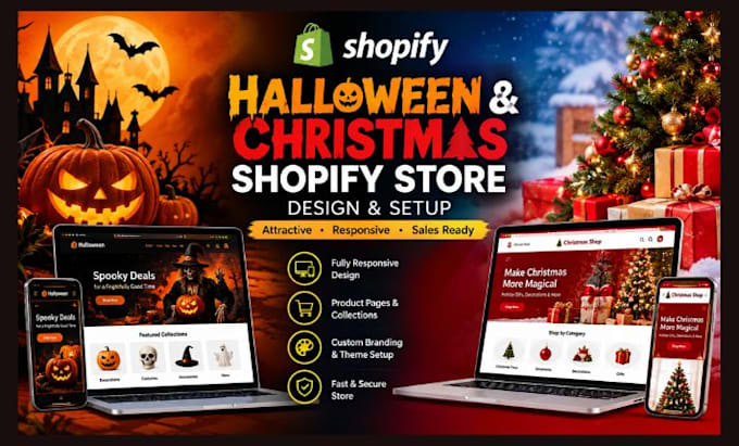 setup design halloween website shopify christmas website halloween shopify store