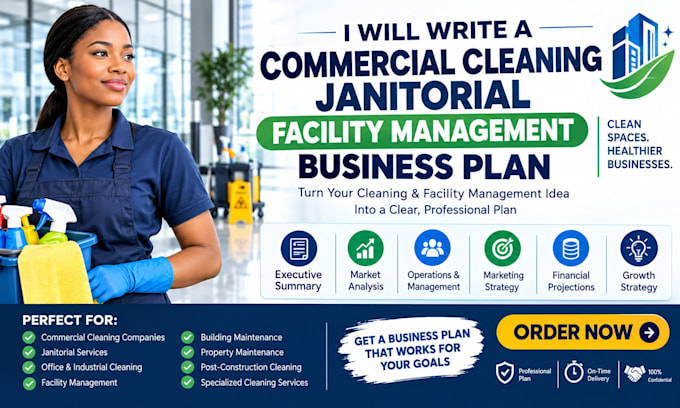 write a commercial cleaning janitorial facility management business plan