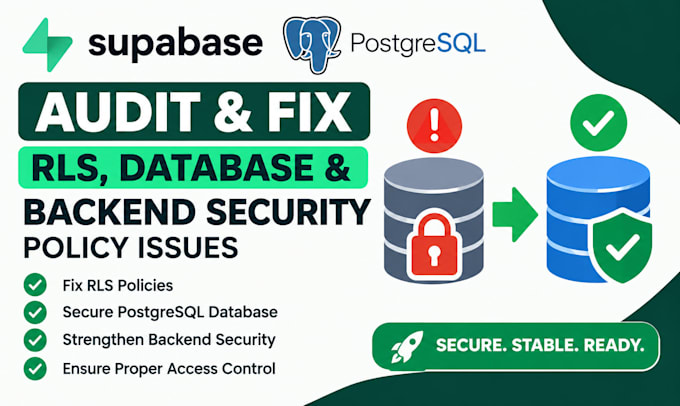 audit fix supabase rls, postgresql database, backend security policy issues