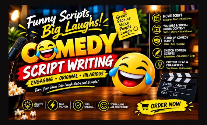 write comedy script screenplay writing movie script youtube script film script