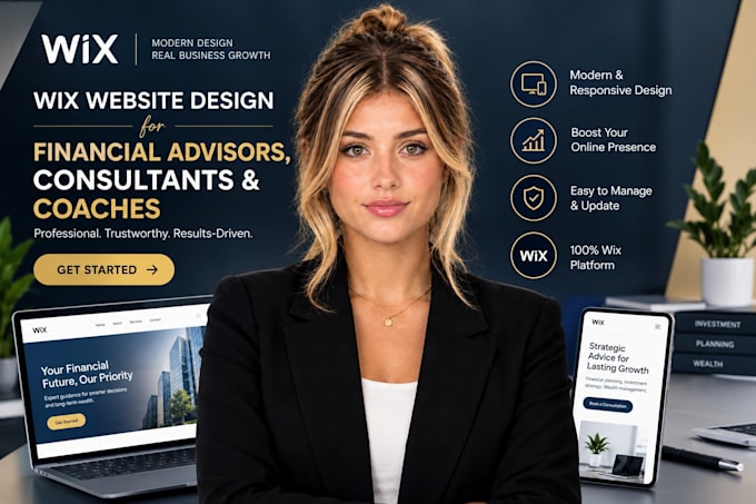wix website design for financial advisors, consultant website coach wix website