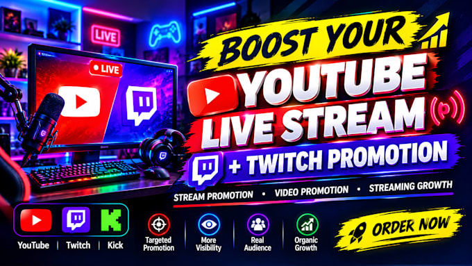 boost youtube  live stream, twitch promotion expert, streaming growth