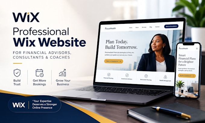wix website design for financial advisor, consultants website coach website
