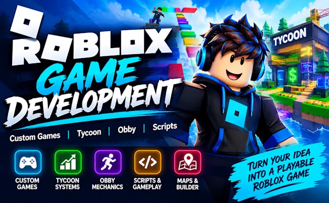 roblox game development, roblox tycoon, roblox obby, roblox script, map builder