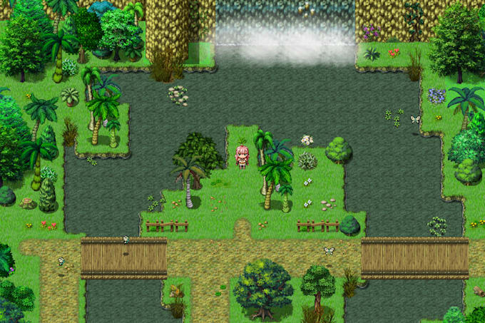design a pixel art background, tile map and pixel environment for games