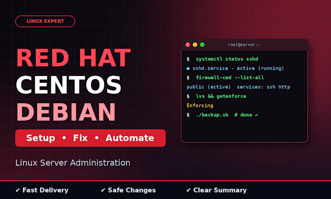do linux server administration on redhat centos and debian