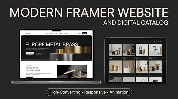 design a modern framer website or interactive digital catalog