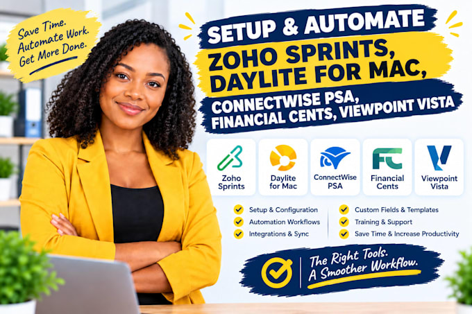 zoho sprints, daylite for mac, connectwise psa, financial cents, viewpoint vista