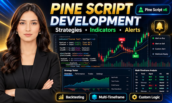 build custom pine script strategy tools targeting tradingview chart analysis