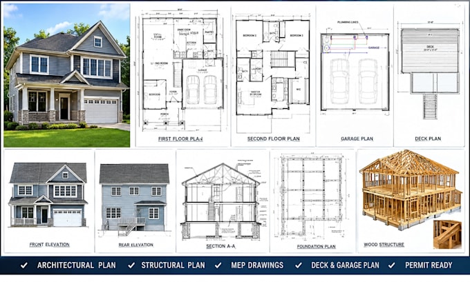 structural permit plans, deck, shop drawing for california, ny, michigan permit