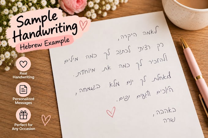 handwrite letters, notes and cards in english or hebrew