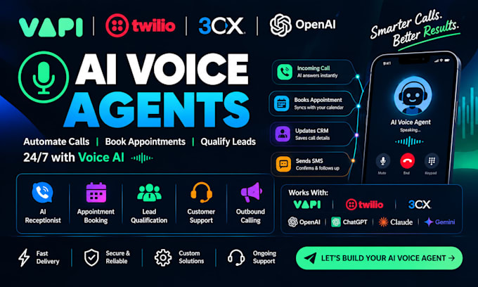 build ai voice agents with vapi, twilio, bland ai, and 3cx