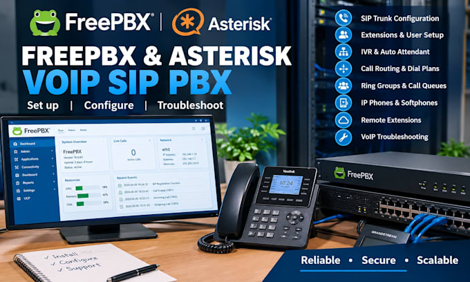 setup, configure and troubleshoot freepbx asterisk voip pbx