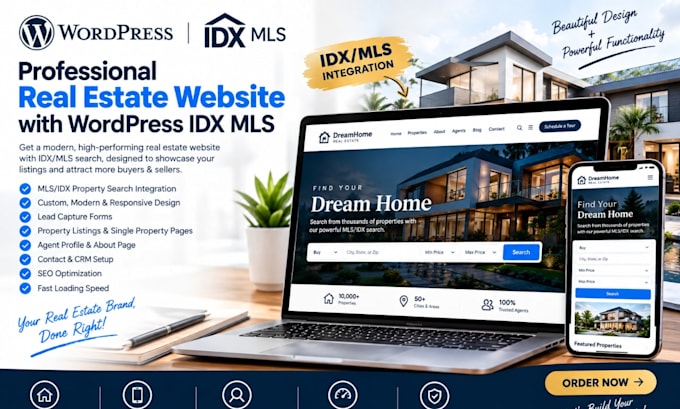 design a professional real estate website with wordpress idx mls