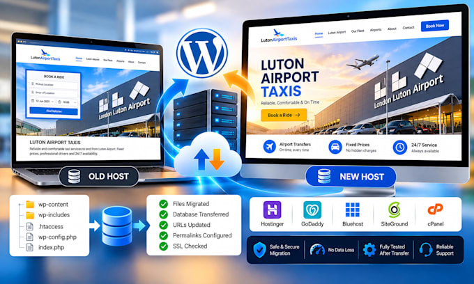 migrate wordpress website to new host domain server with backup