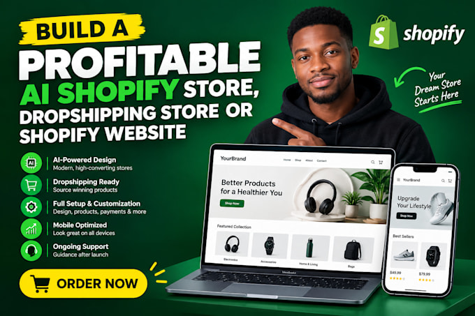 build a profitable ai shopify store, dropshipping store or shopify website